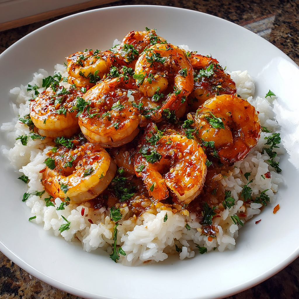 Honey Garlic Shrimp with Rice