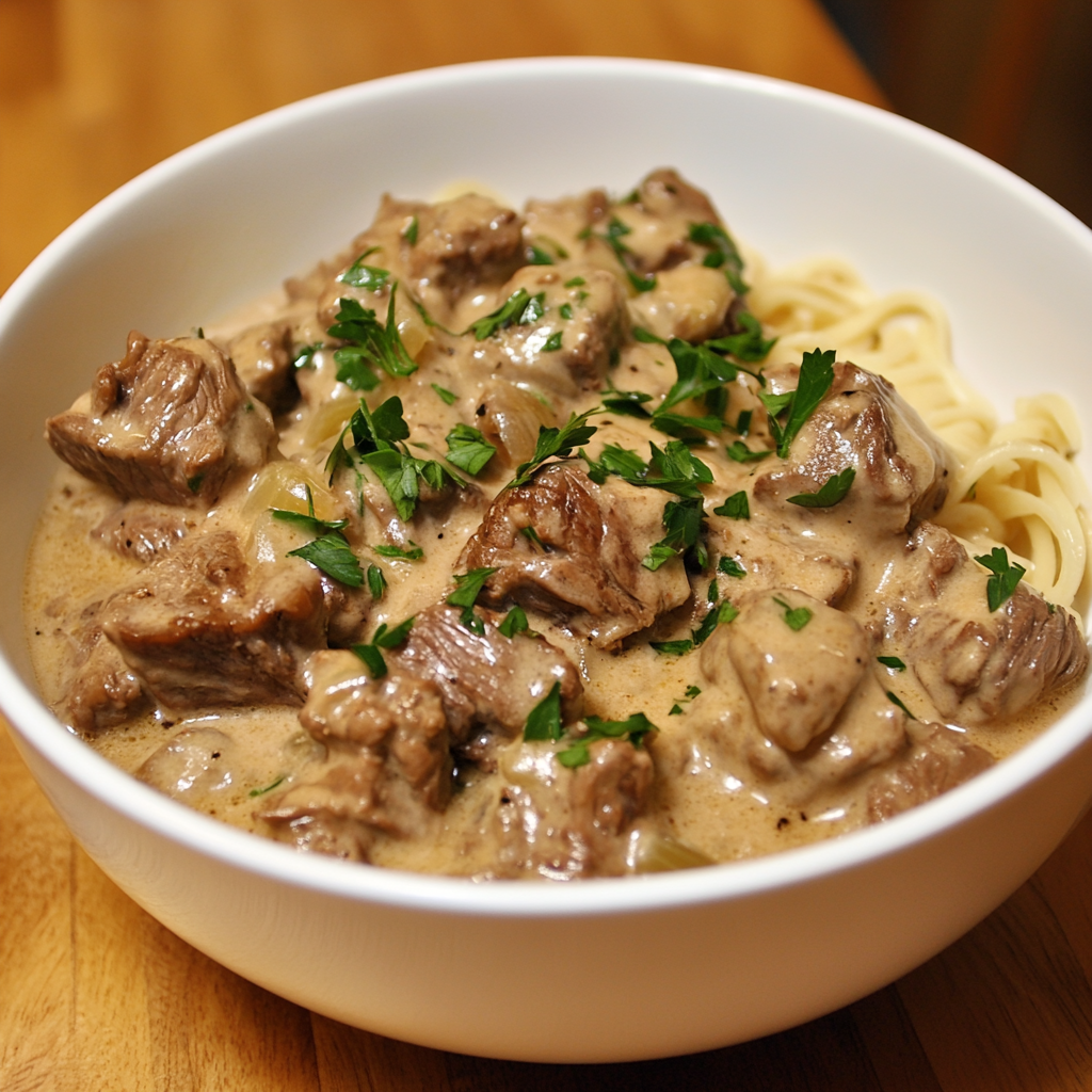 Slow Cooker Beef Stroganoff Stew