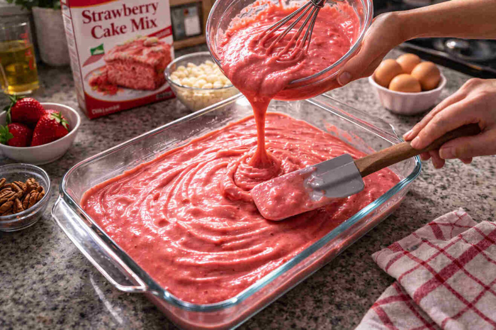 Strawberry Earthquake Cake