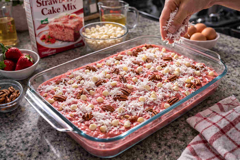 Strawberry Earthquake Cake