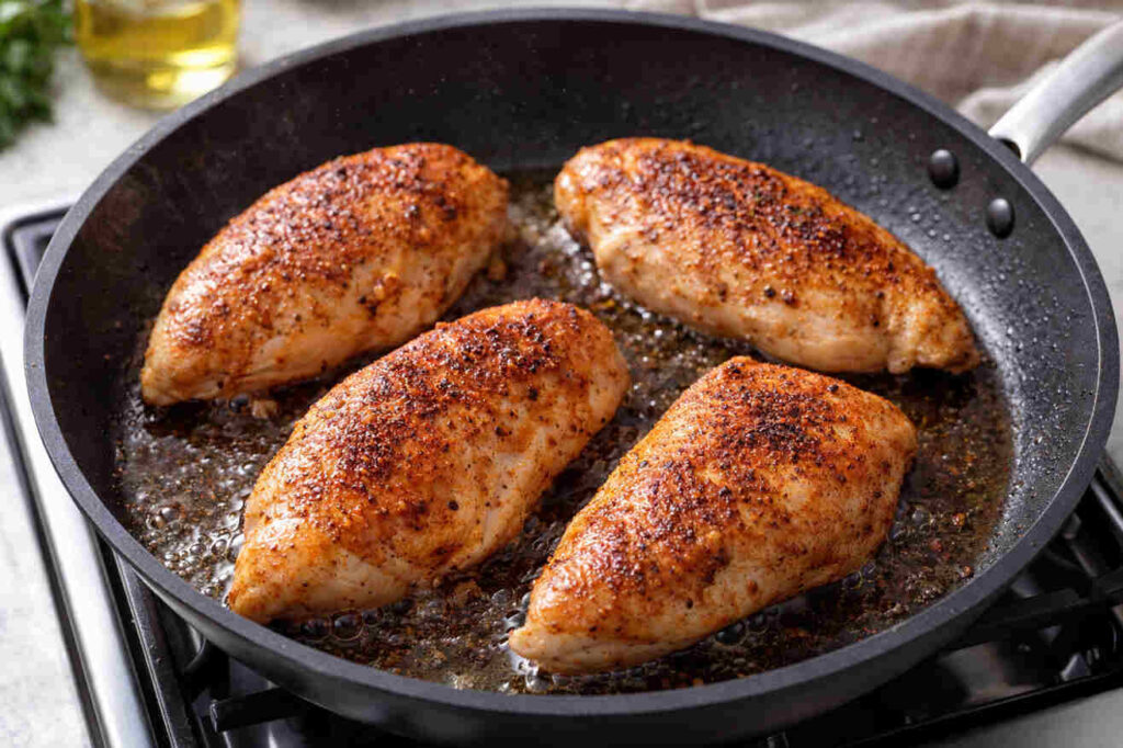 High-Protein Garlic Chicken Bowl with rice and avocado