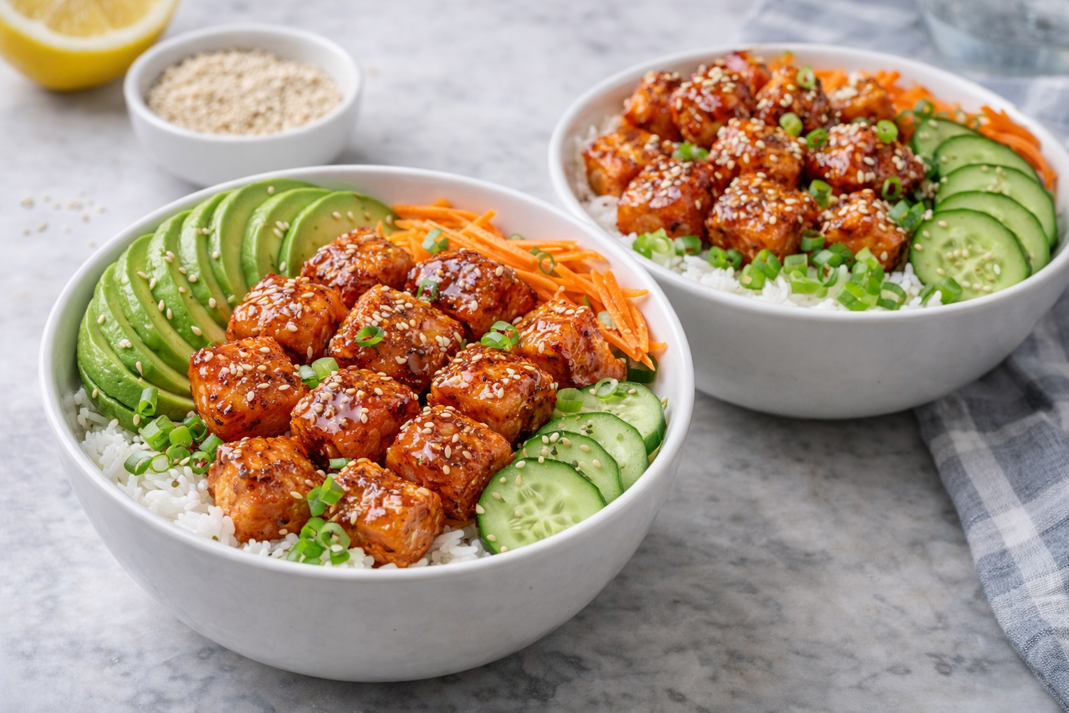 Air Fryer Hot Honey Salmon Bites Bowl