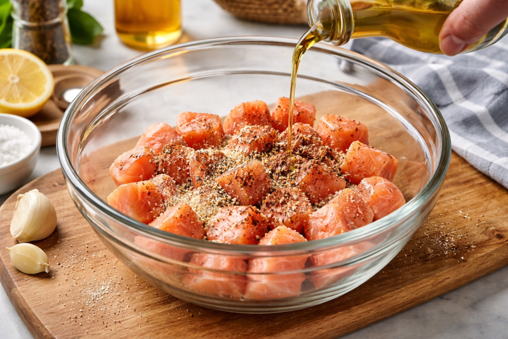 hot honey salmon bites